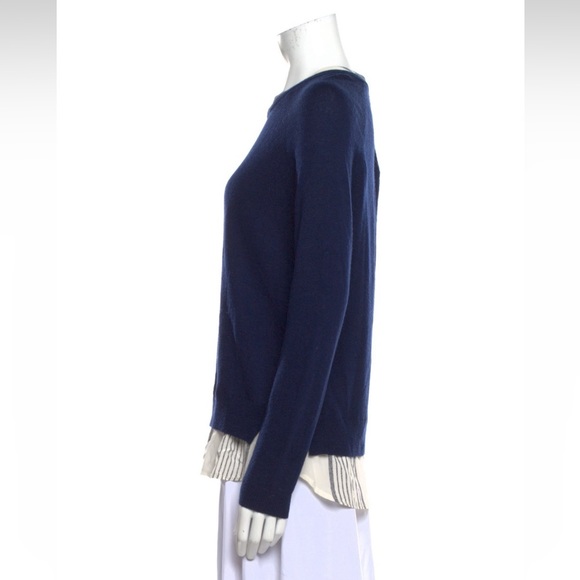 Joie Zaan Woven Sweater Shirt Pullover Crewneck Wool Cashmere Top Navy XS Blouse - Picture 10 of 11